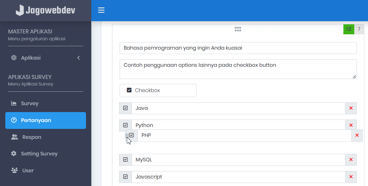 Mengatur Urutan Jawaban Dengan Drag and Drop